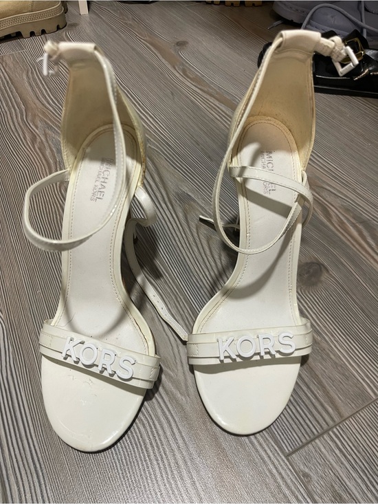 Michael Kors Shoes - Michael Kors White 'KORS' Ankle-Strap Heels